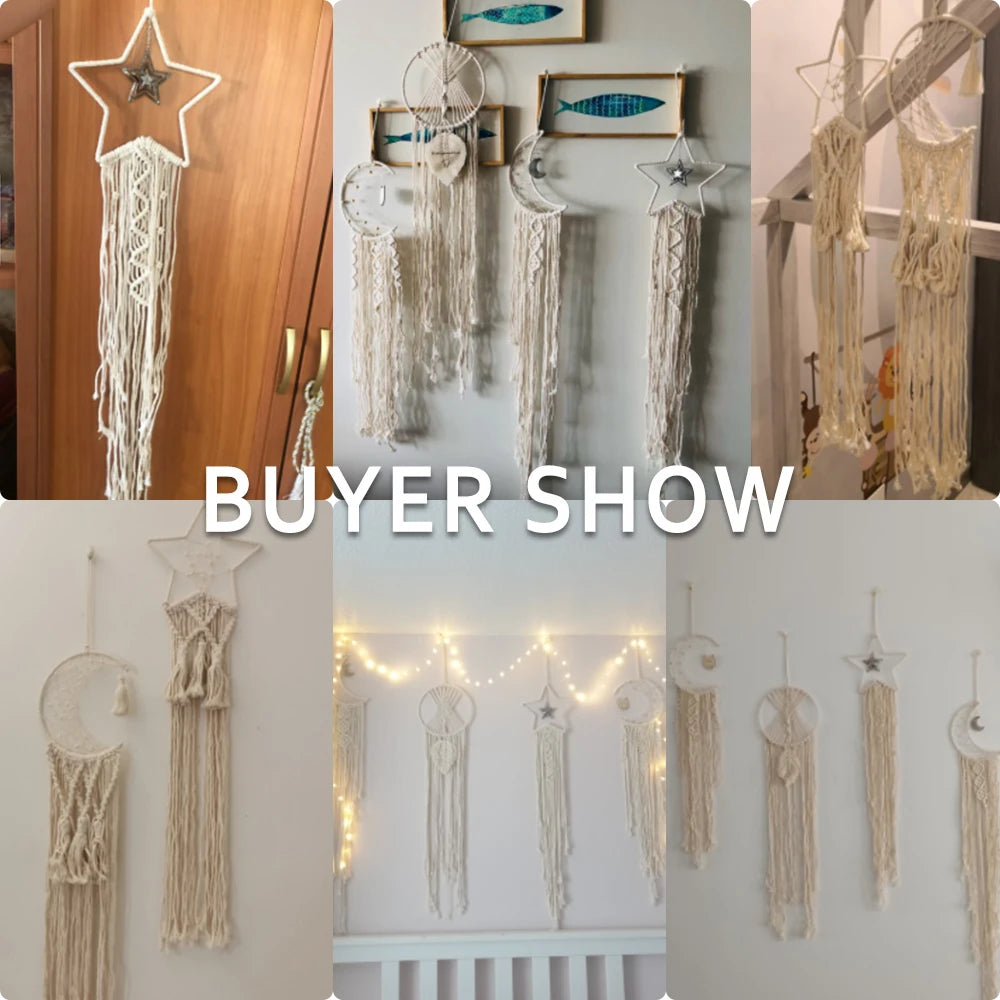 Macrame Dream Catcher Boho Home Decor Moon Ramadan Decoration Macrame Wall Hanging Baby Nordic Room Decoration for Kids Nursery