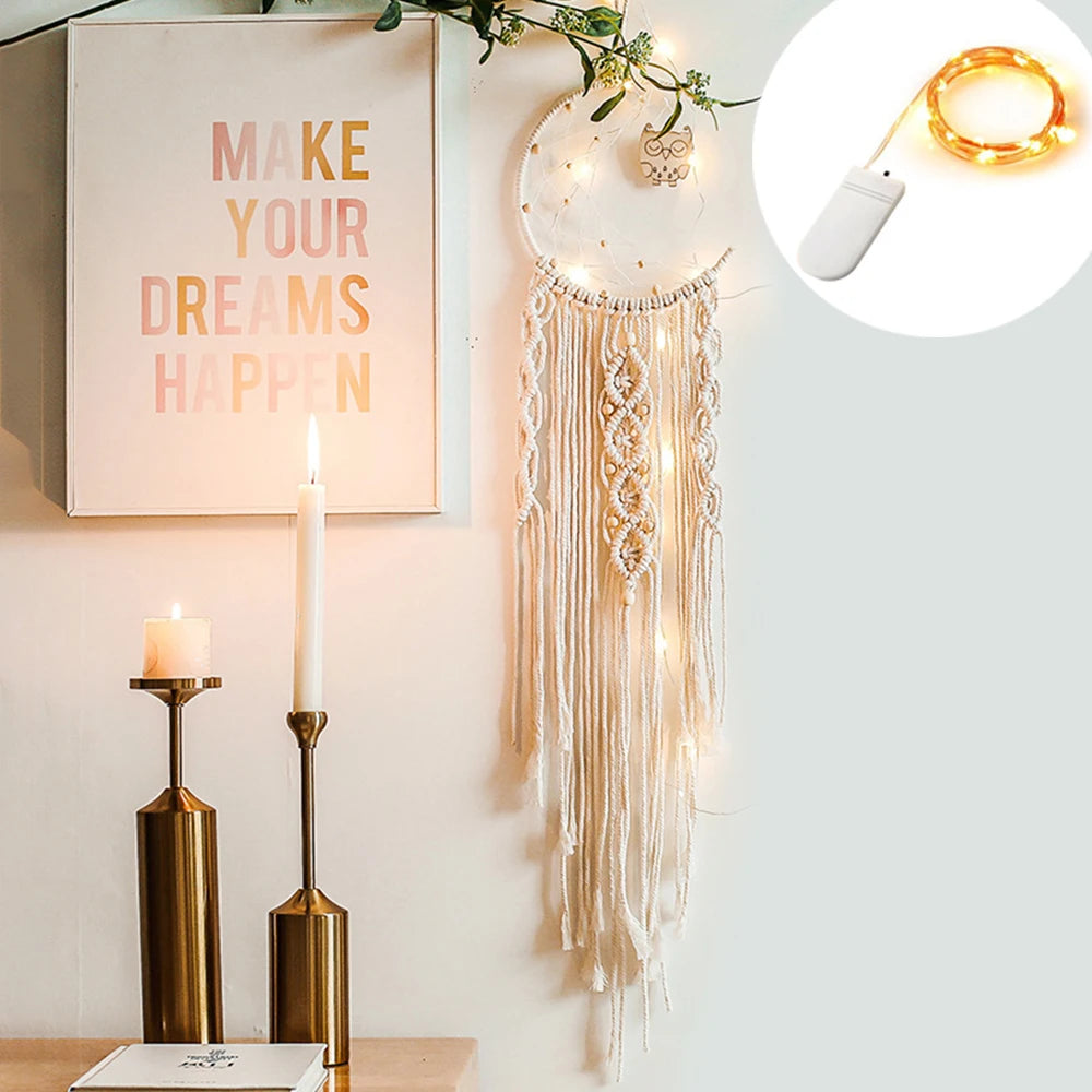 Macrame Dream Catcher Boho Home Decor Moon Ramadan Decoration Macrame Wall Hanging Baby Nordic Room Decoration for Kids Nursery