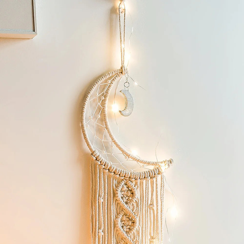 Macrame Dream Catcher Boho Home Decor Moon Ramadan Decoration Macrame Wall Hanging Baby Nordic Room Decoration for Kids Nursery