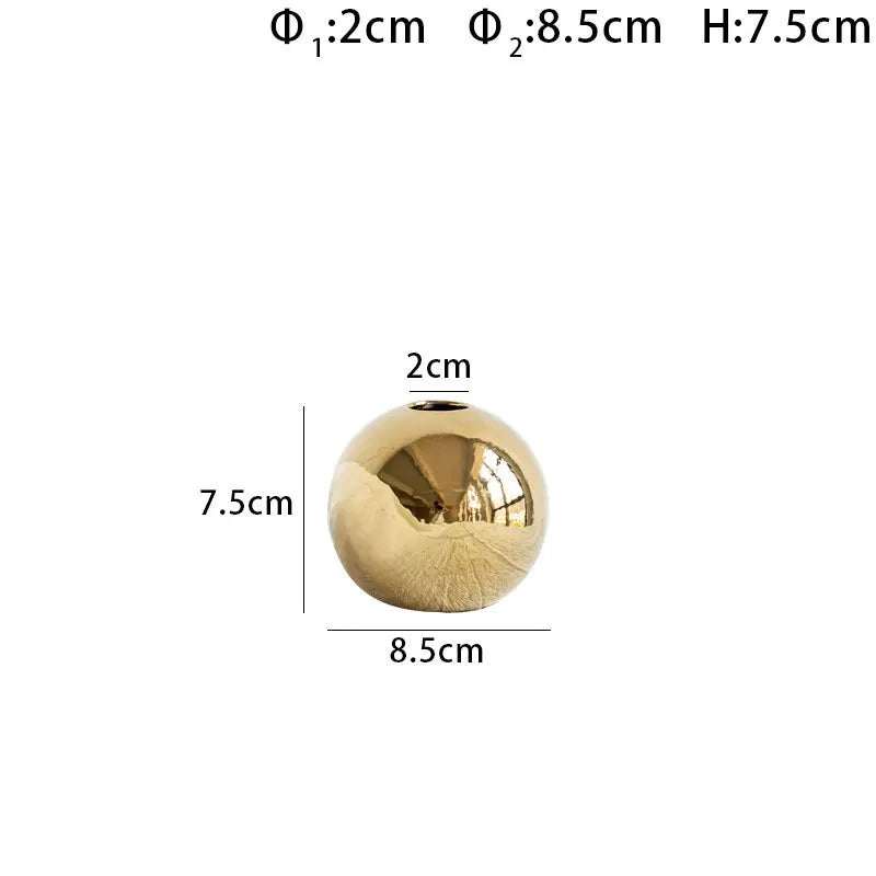 Plating Golden Ball Ceramic Vase Home Decoration Ornaments Crafts  Flower Pot Art Hydroponic Vases Home Decoration Ornament Gift