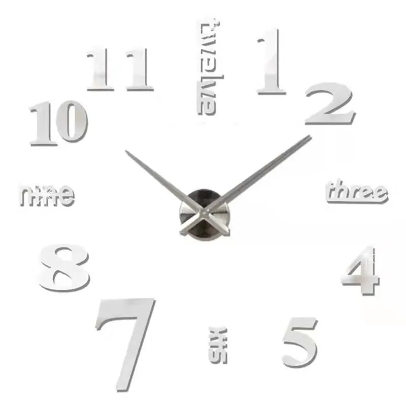 2026 Modern Design Large Wall Clock 3D DIY Quartz Clocks Fashion Watches Acrylic Mirror Stickers Living Room Home Decor Horloge
