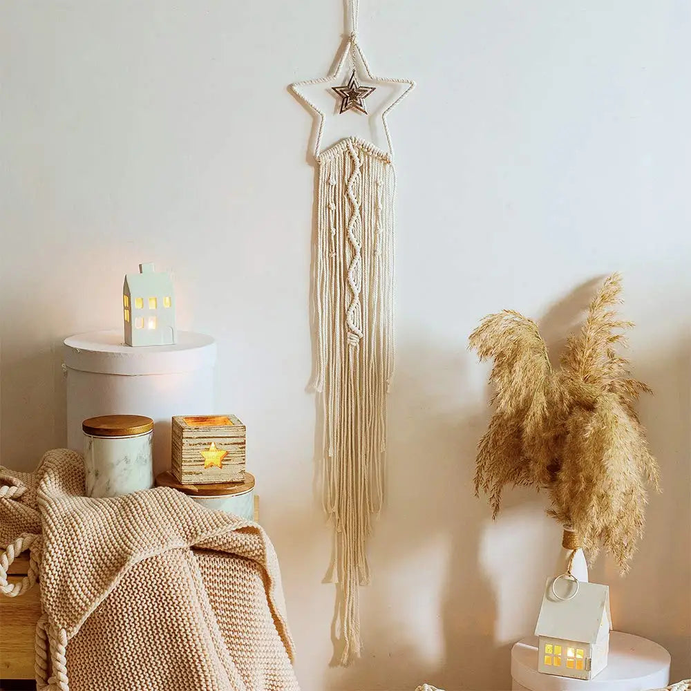 Macrame Dream Catcher Boho Home Decor Moon Ramadan Decoration Macrame Wall Hanging Baby Nordic Room Decoration for Kids Nursery