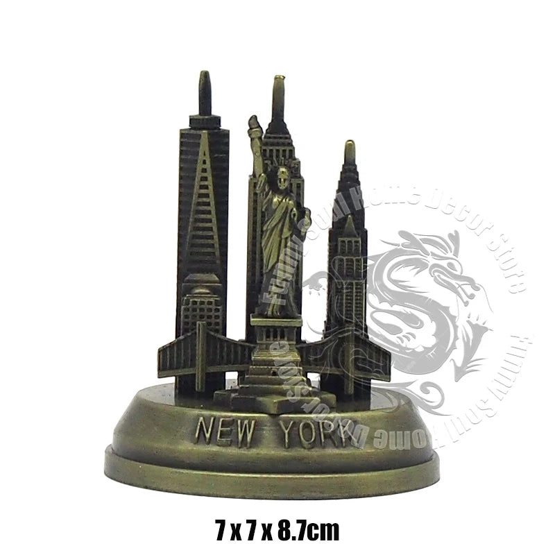 Metal American New York Landmarks Set Statue of Liberty Empire State Golden Gate Bridge Freedom Tower Souvenir Gift Home Decor