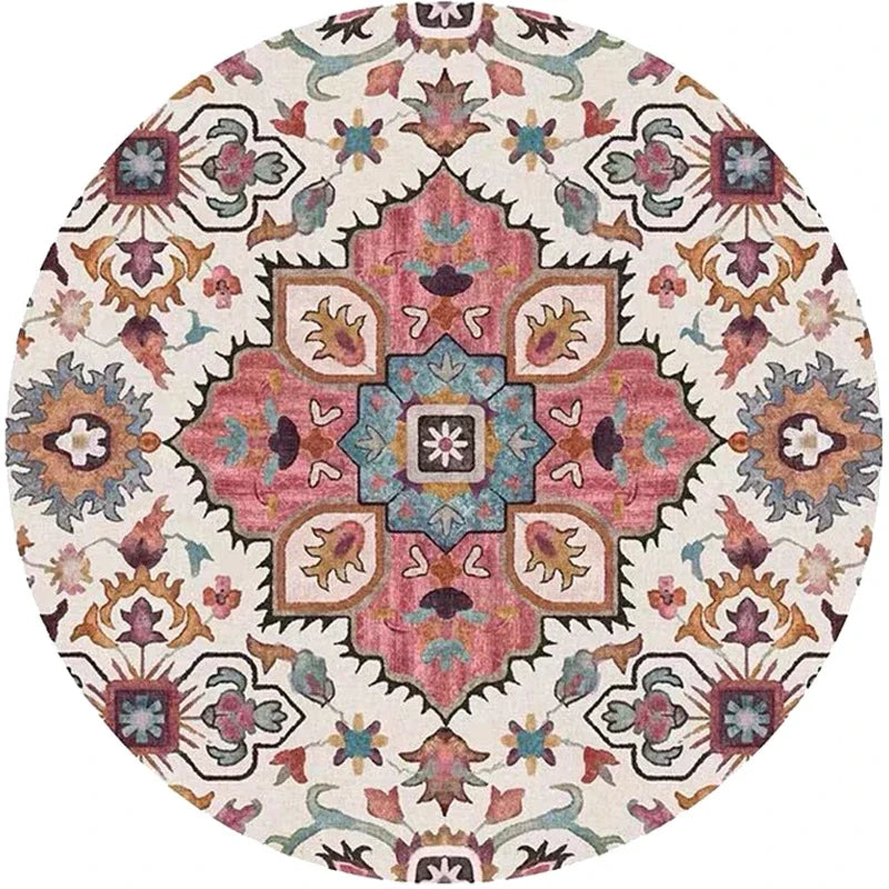 American Retro Home Carpets for Living Room Large Area Anti-slip Floor Mat Bedroom Decor Bedside Carpet Luxury Round Lounge Rug