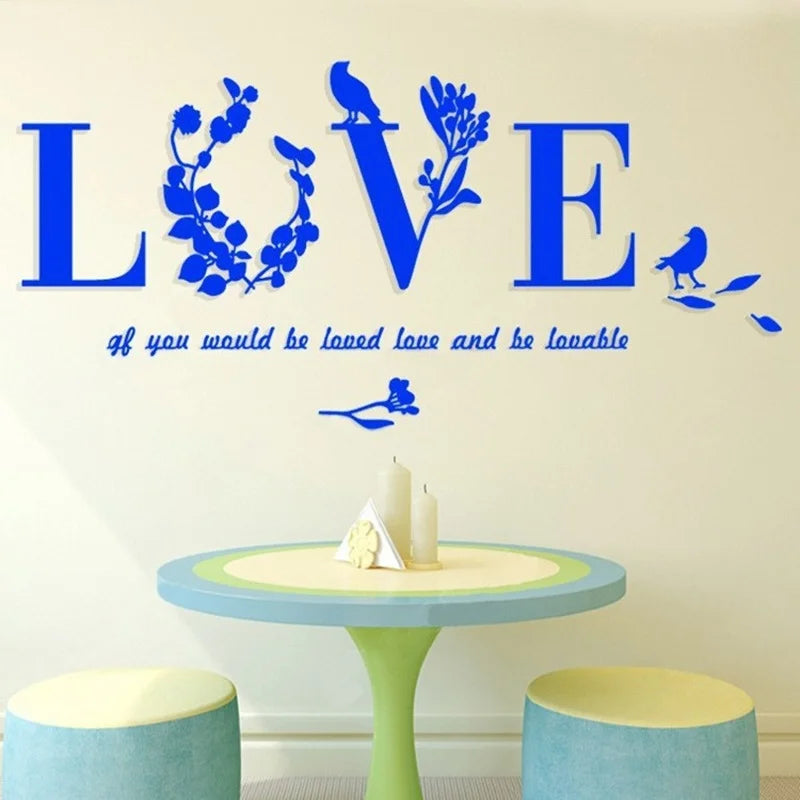 3D Acrylic Love Mirror Wall Sticker With Pink Purple TV Background Bedroom Living Room Sticker Wedding Room Home Decoration