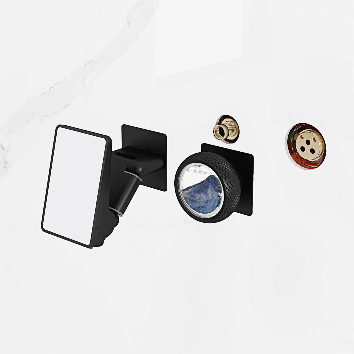 Minimalist black brass LED digital display wall mounted basin faucet with embedded hot&cold water 2-hole waterfall bathroom Tap