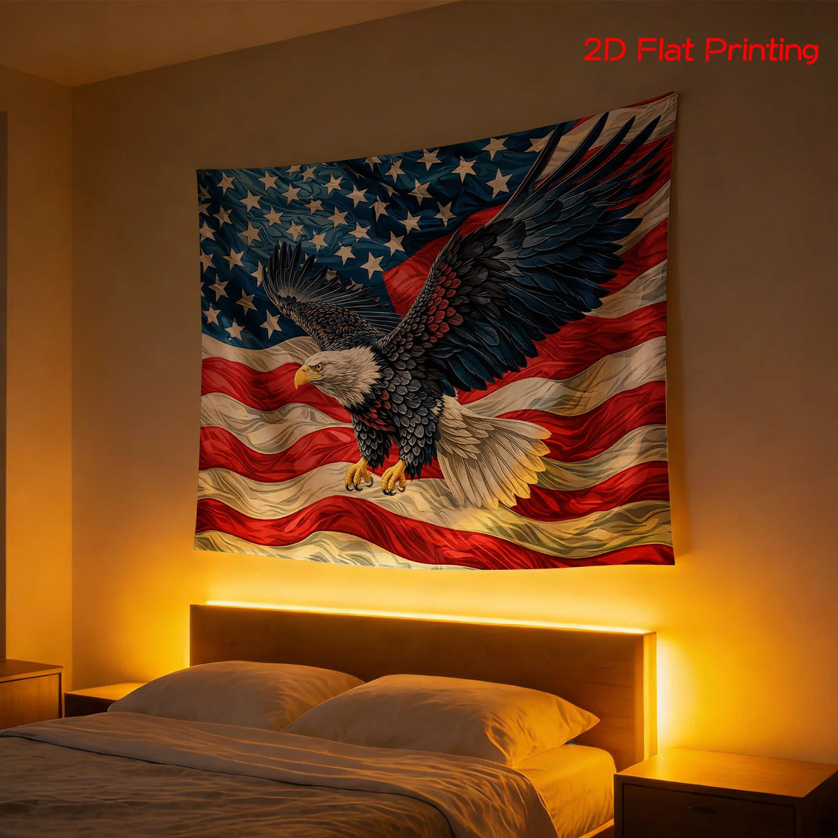 Huge American Flag Bald Eagle Tapestry Wall Hanging Patriotic USA Decor Art Print for Home Celebration