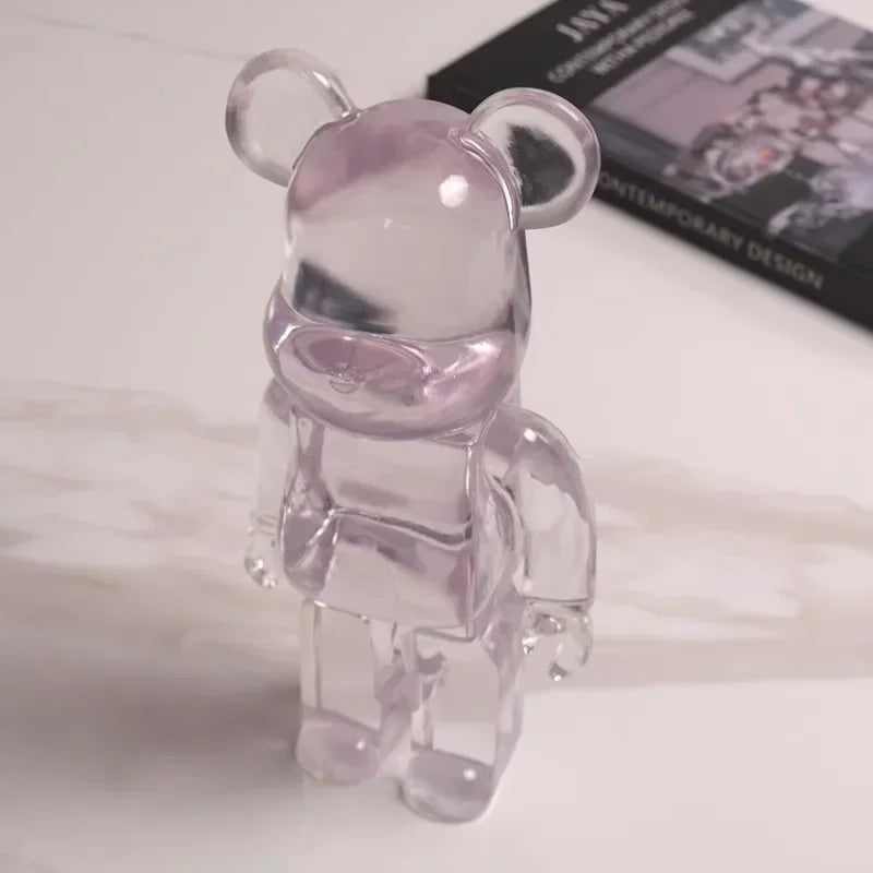 Transparent Bear Figurine Resin Clear Violent Bear Statues Aesthetic Figurines Sculpture Decor Luxury Living Room Decoration