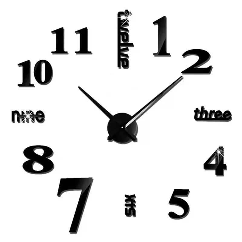 2026 Modern Design Large Wall Clock 3D DIY Quartz Clocks Fashion Watches Acrylic Mirror Stickers Living Room Home Decor Horloge