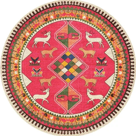 American Retro Home Carpets for Living Room Large Area Anti-slip Floor Mat Bedroom Decor Bedside Carpet Luxury Round Lounge Rug