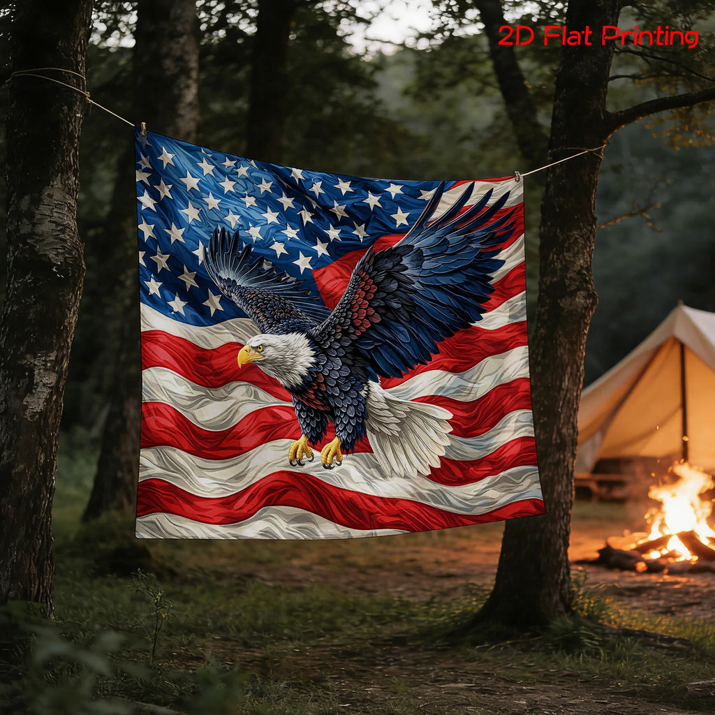 Huge American Flag Bald Eagle Tapestry Wall Hanging Patriotic USA Decor Art Print for Home Celebration