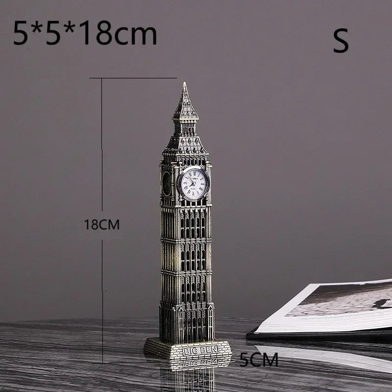 Metal Building Model Statue Home Office Decoration Decoration Building 3d Big Ben Alfie Tower Statue of Liberty Model Souvenir