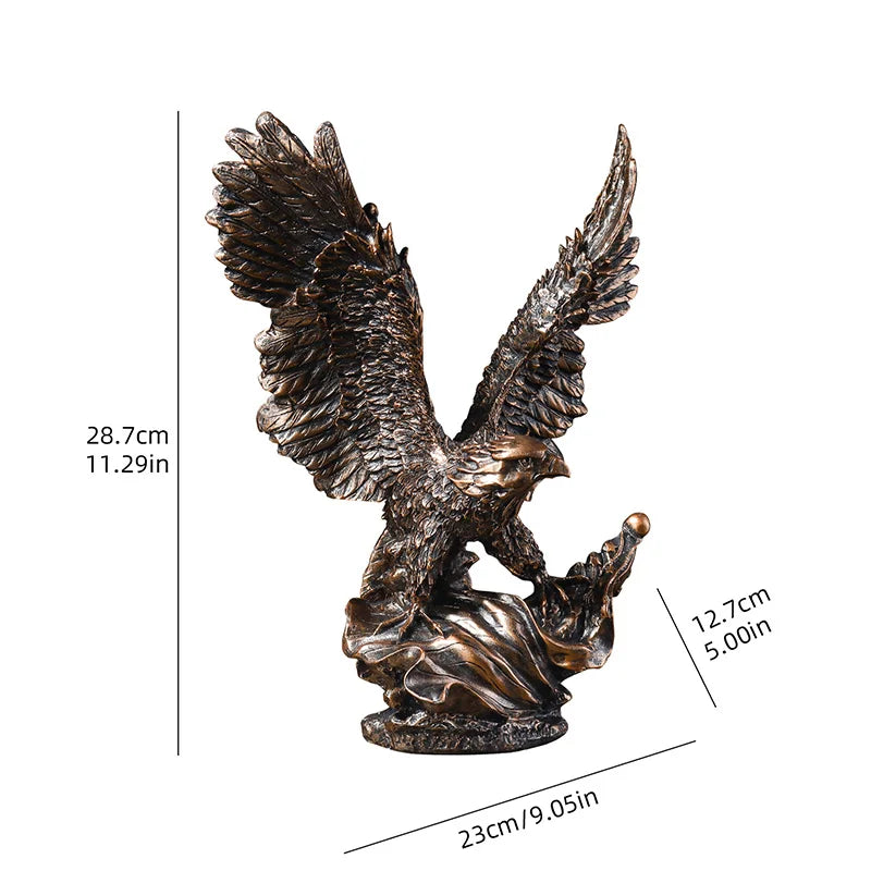 American Resin Golden Eagle Statue, Art Animal Model, Collection Ornament, Home Office, Cabinet Decor, Desktop Decor, Figurines