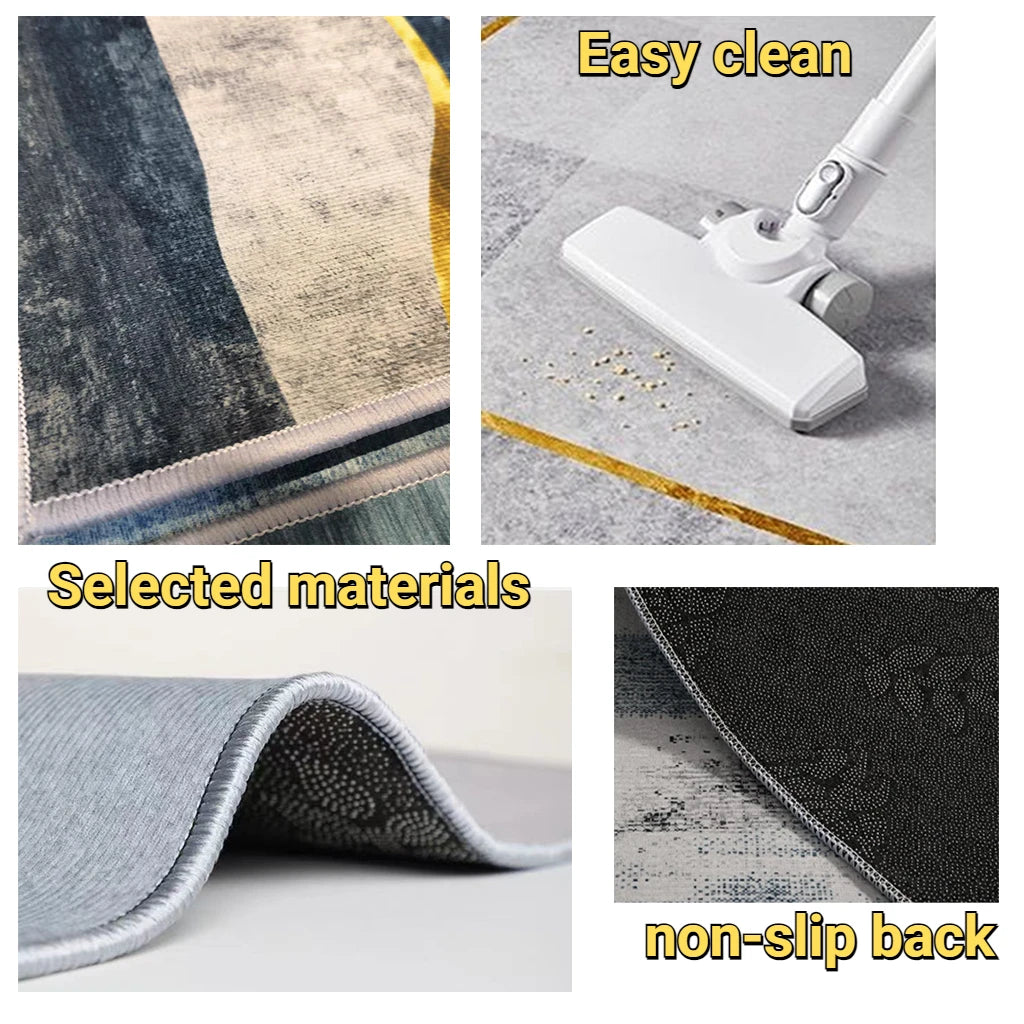Luxury Golden Carpet for Living Room Europe and America Decoration Large Carpets Non-slip Bedroom Bedside Rug Customized Mat