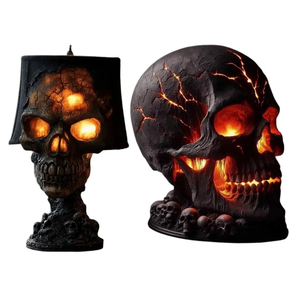 Halloween Lava Stone Skull Lamp Skull Desk Lamp with Spooky Led Light for Halloween Party Mantel Decoration Unique Room Accent
