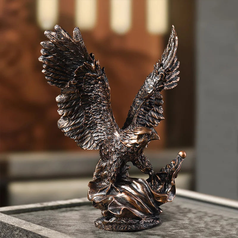 American Resin Golden Eagle Statue, Art Animal Model, Collection Ornament, Home Office, Cabinet Decor, Desktop Decor, Figurines