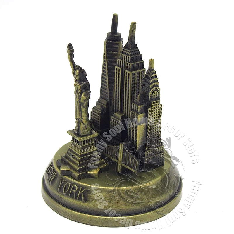 Metal American New York Landmarks Set Statue of Liberty Empire State Golden Gate Bridge Freedom Tower Souvenir Gift Home Decor