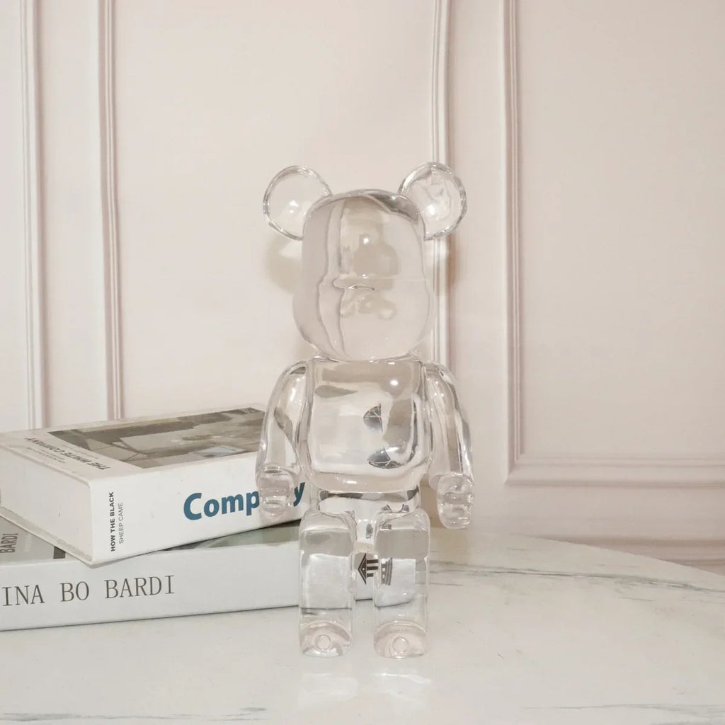 Transparent Bear Figurine Resin Clear Violent Bear Statues Aesthetic Figurines Sculpture Decor Luxury Living Room Decoration