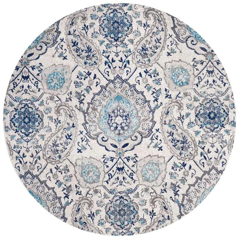 American Retro Home Carpets for Living Room Large Area Anti-slip Floor Mat Bedroom Decor Bedside Carpet Luxury Round Lounge Rug
