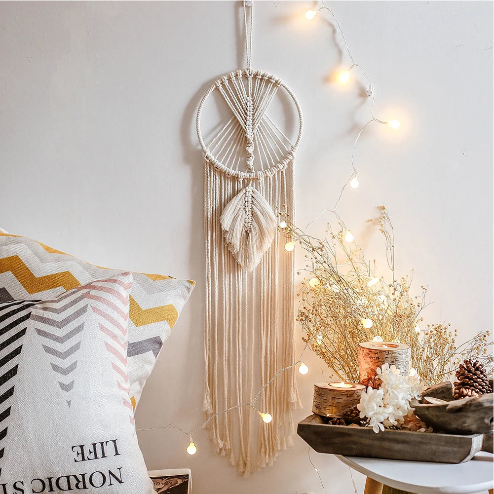 Macrame Dream Catcher Boho Home Decor Moon Ramadan Decoration Macrame Wall Hanging Baby Nordic Room Decoration for Kids Nursery