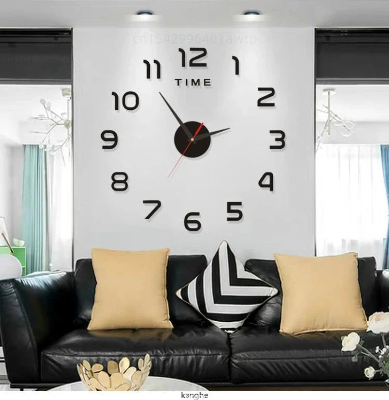 2026 Modern Design Large Wall Clock 3D DIY Quartz Clocks Fashion Watches Acrylic Mirror Stickers Living Room Home Decor Horloge
