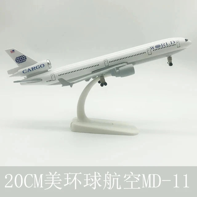 20cm Model Plane Md-11 Klm American World Cargo Airlines Alloy Metal Aircraft Model With Wheels Landing Gears Home Decor