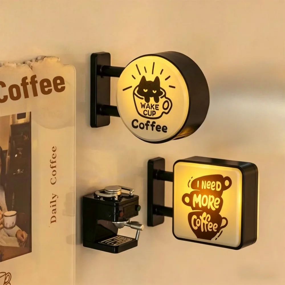 Retro Coffee Shop Fridge Magnet, Glowing Miniature Pegboard Refrigerator Magnet, Creative Coffee Corner Magnetic Ornament, Home