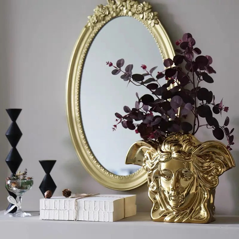Luxury Electroplating Golden Ceramic Gold Vase Modern Dining Table Porch TV Ark Home Decoration Party Gift