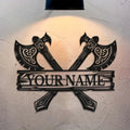 Personalized Viking Name Plaque - Custom Viking Warrior Decor with Add-your-name, Heavy-Duty Iron Viking Age Decoration