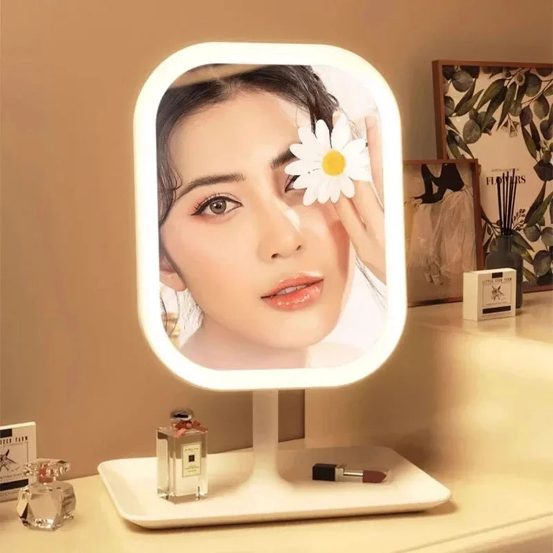 New 3 Colors Dimmable Lights Rechargeable LED Vanity Mirror - Touch Control Portable Cosmetic Mirror for Home Travel