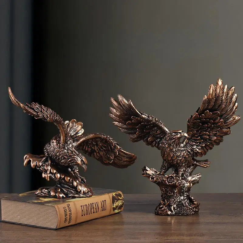 American Resin Golden Eagle Statue, Art Animal Model, Collection Ornament, Home Office, Cabinet Decor, Desktop Decor, Figurines