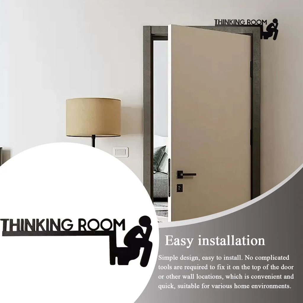 Funny Letter Door Topper Decor Bathroom Thinking Room Wood Toilet Door Sign Unique Thinking Room Home Wall Ornaments Creative