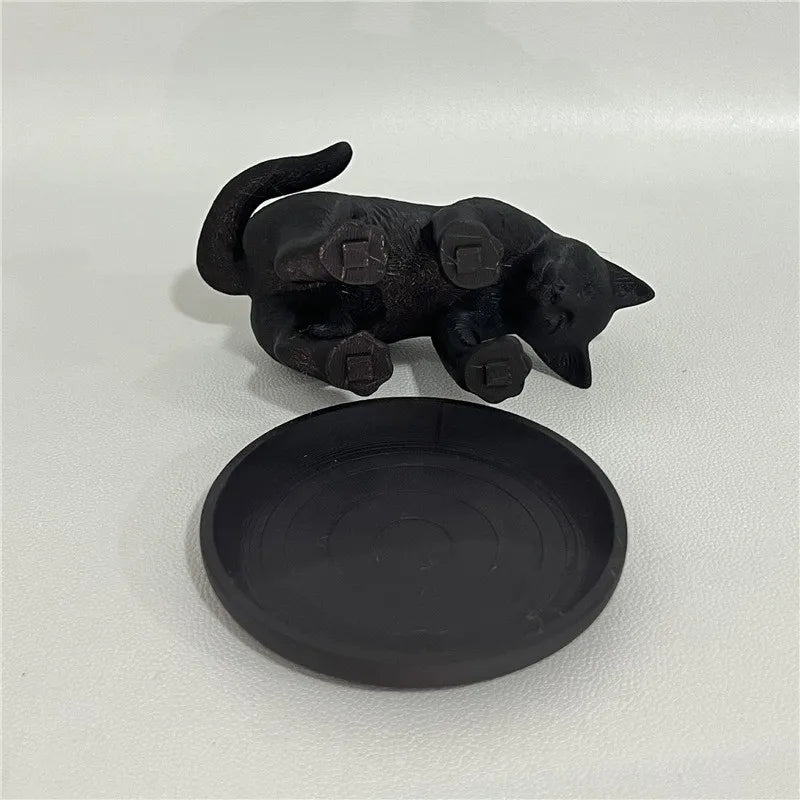Cute Black Cat Jewelry Tray Holder | Creative Ring Dish Stand for Earrings Bracelets Storage | Desktop Organizer Gift for Women