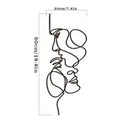 New Metal Wall Art Minimalist - Facial Line Wall Decor, Abstract Black Iron Sculpture for Modern Home Hanging Decor