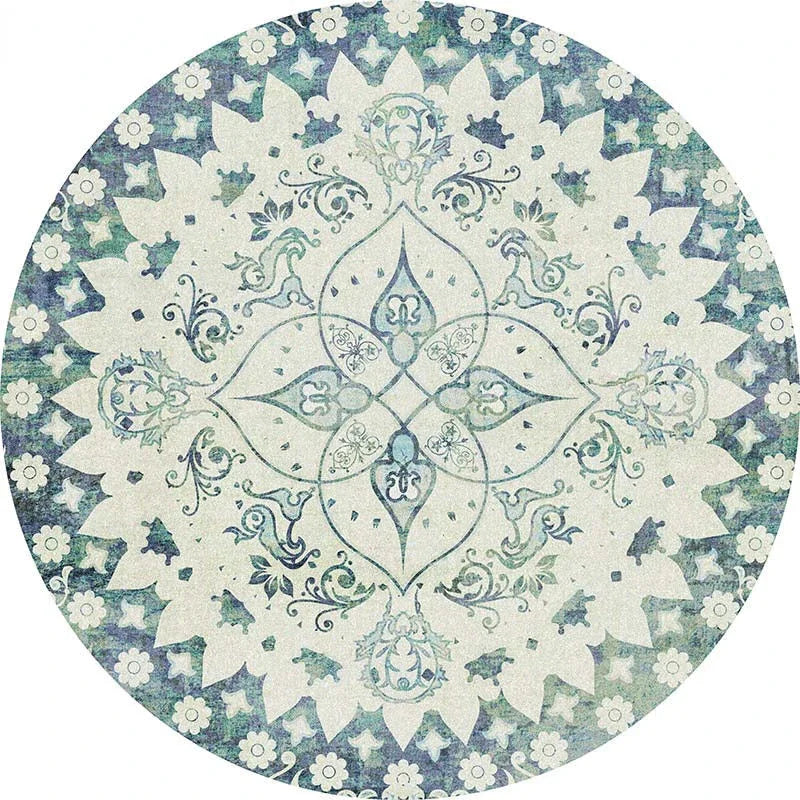 American Retro Home Carpets for Living Room Large Area Anti-slip Floor Mat Bedroom Decor Bedside Carpet Luxury Round Lounge Rug