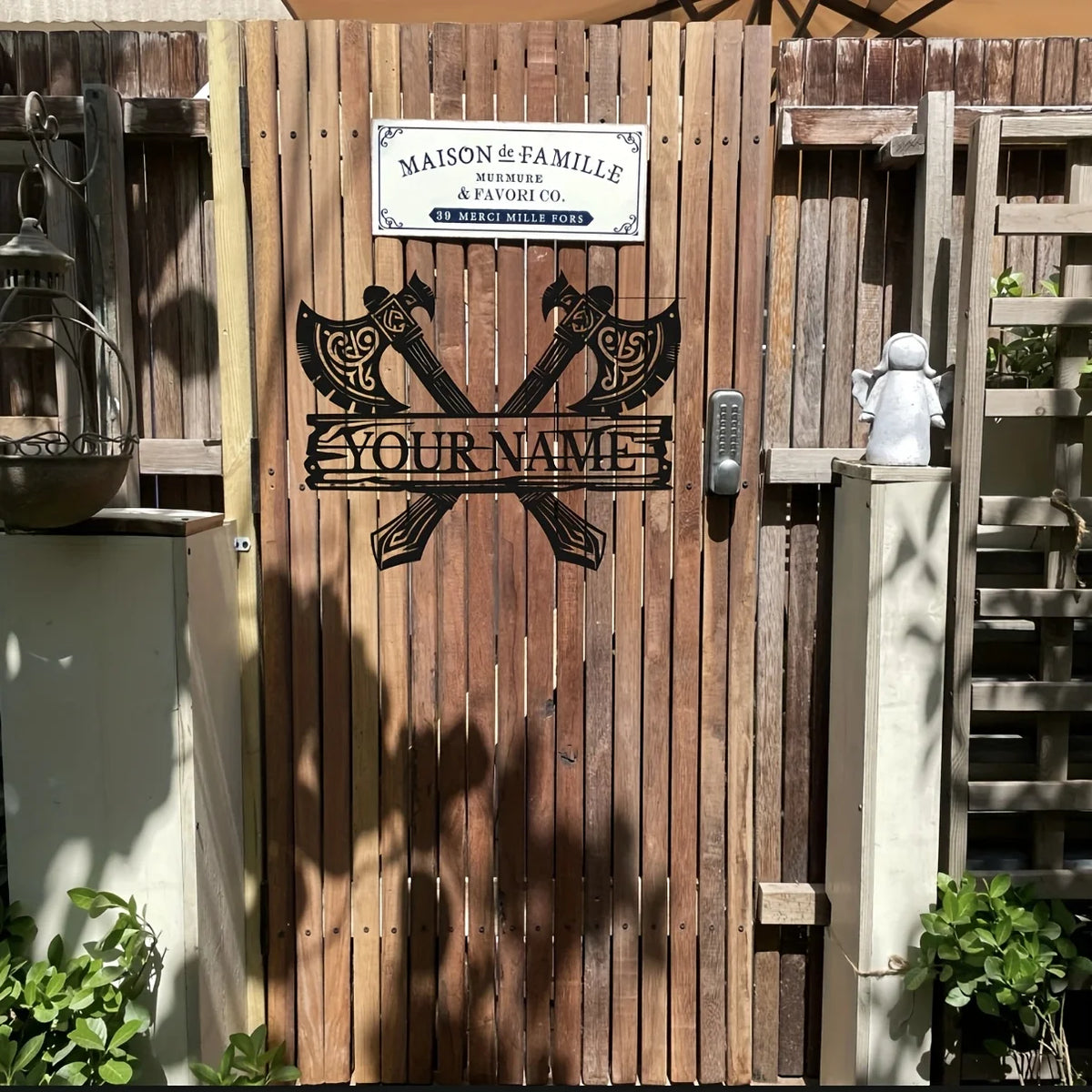 Personalized Viking Name Plaque - Custom Viking Warrior Decor with Add-your-name, Heavy-Duty Iron Viking Age Decoration