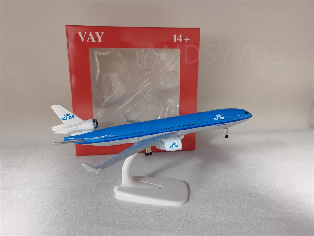20cm Model Plane Md-11 Klm American World Cargo Airlines Alloy Metal Aircraft Model With Wheels Landing Gears Home Decor