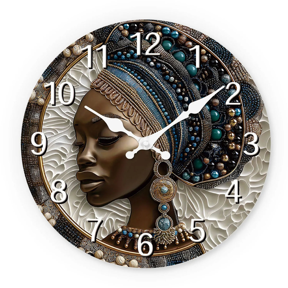 A Unique Artistic African Tribal Woman Wooden Wall Clock for Living Room, Bedroom, Kitchen, Home Decoration, Silent Quartz Clock, Holiday Gift, 10 Inches, 12 Inches (No Battery)