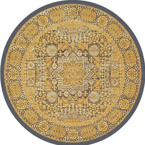 American Retro Home Carpets for Living Room Large Area Anti-slip Floor Mat Bedroom Decor Bedside Carpet Luxury Round Lounge Rug