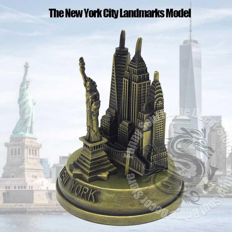 Metal American New York Landmarks Set Statue of Liberty Empire State Golden Gate Bridge Freedom Tower Souvenir Gift Home Decor