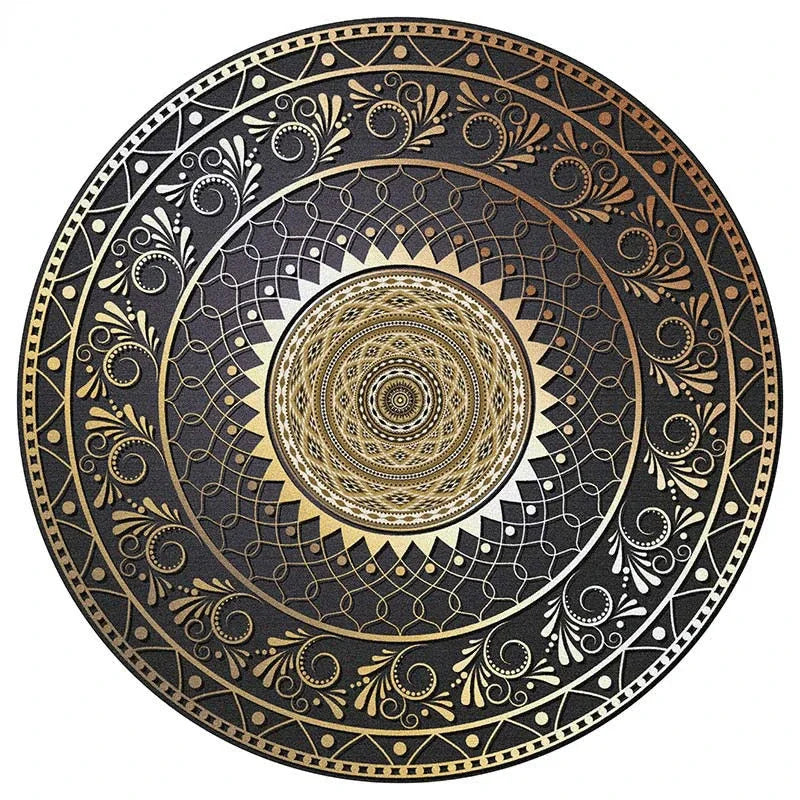 American Retro Home Carpets for Living Room Large Area Anti-slip Floor Mat Bedroom Decor Bedside Carpet Luxury Round Lounge Rug