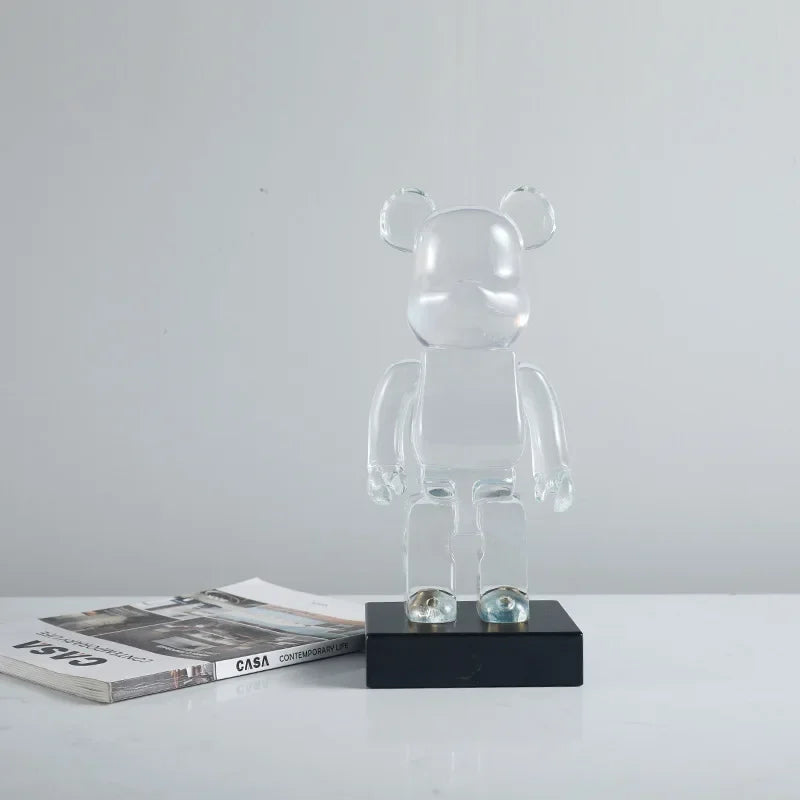 Transparent Bear Figurine Resin Clear Violent Bear Statues Aesthetic Figurines Sculpture Decor Luxury Living Room Decoration