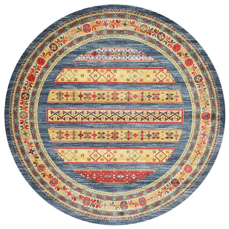 American Retro Home Carpets for Living Room Large Area Anti-slip Floor Mat Bedroom Decor Bedside Carpet Luxury Round Lounge Rug