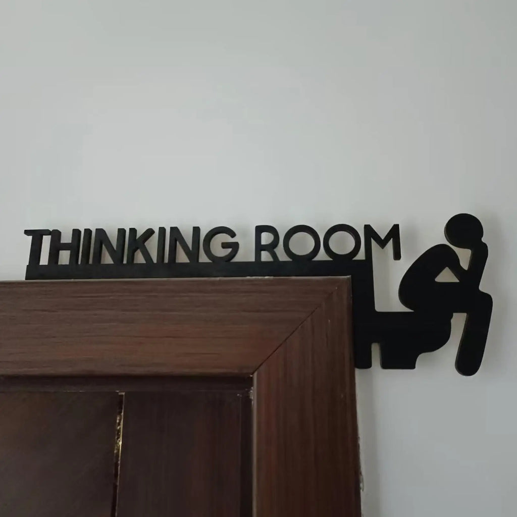Funny Letter Door Topper Decor Bathroom Thinking Room Wood Toilet Door Sign Unique Thinking Room Home Wall Ornaments Creative