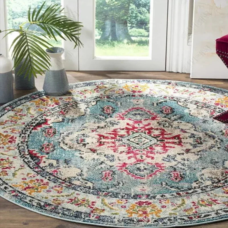 American Retro Home Carpets for Living Room Large Area Anti-slip Floor Mat Bedroom Decor Bedside Carpet Luxury Round Lounge Rug