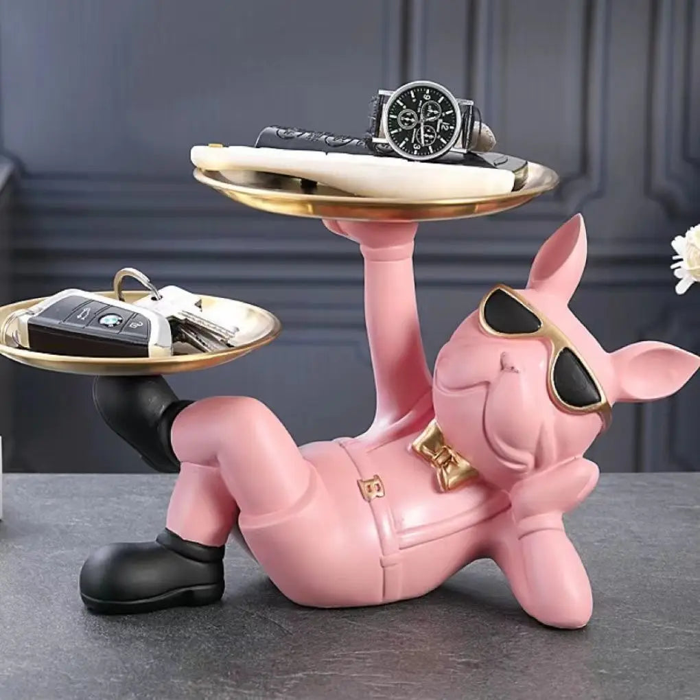 High-end Entrance Door Key Storage Doll Ornaments Entrance Tray Method Dog Decoration Gift Entrance Key Storage Ornaments