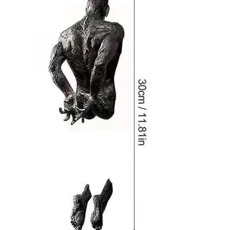 Imitation Copper Wall Decor Abstract Character Resin Rock Climbing Man Statue Sculpture Background Wall Art 3D Through Wall